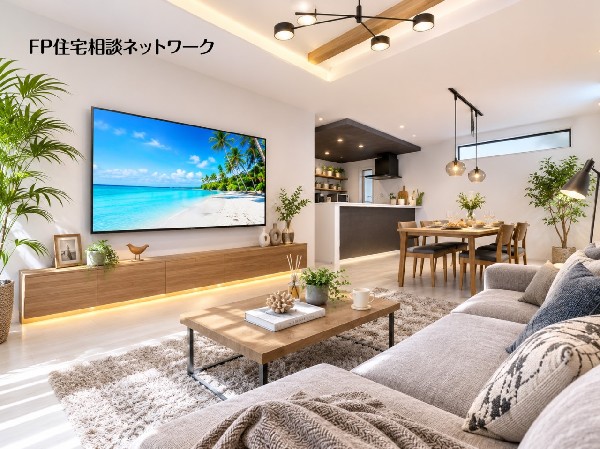 ■リビング■本画像はAIがCGで家具作成しており、実際の現地に家具は設置されておりません。また、販売価格に家具、小物等は含まれておりません。