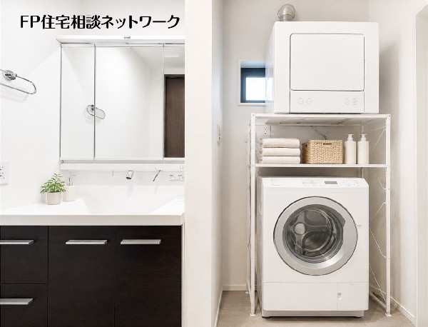 【浴室洗面室】  本画像はAIがCGで家具を作成しており、実際の現地に家具は設置されておりません。また、販売価格に家具等は含まれておりません。  