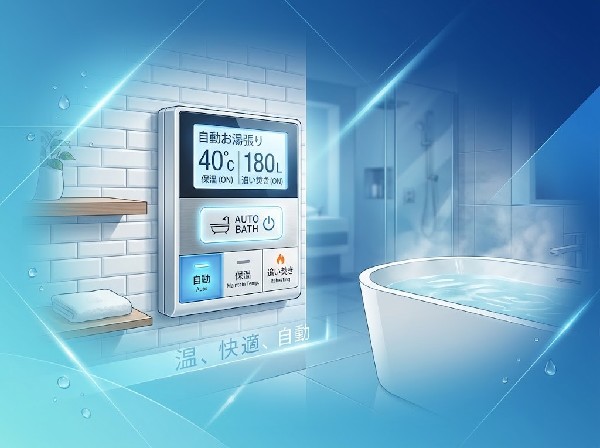 設備スイッチひとつで設定した温度・水量のお湯張りを自動で行う機能です。保温や追い焚きもでき、いつでも温かいお風呂を楽しめます。