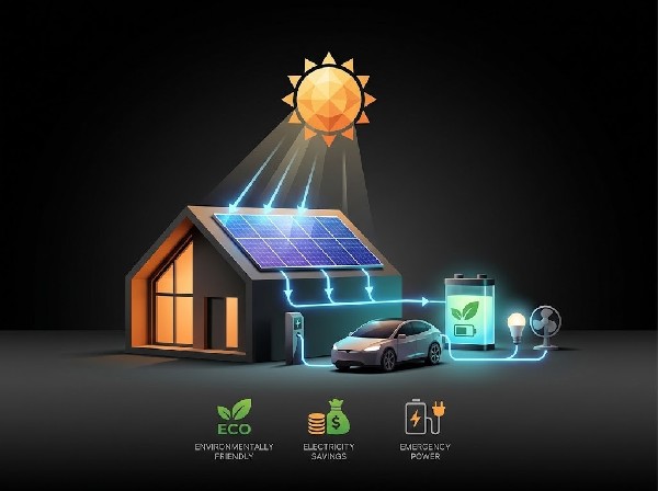 【太陽光発電システム】太陽の光をソーラーパネルで直接電気に変換するシステムです。環境に優しく、電気代の節約や災害時の非常用電源としても役立ちます。