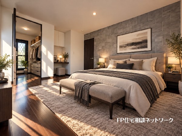 本画像の家具、ベッド、植栽等はCGイメージで販売価格にも含まれず、付帯しません。間接照明は有償です。