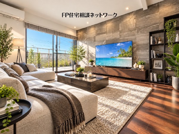 本画像の家具等はCGイメージで販売価格にも含まれず、付帯しません。間接照明、TV壁掛工事は有償です。