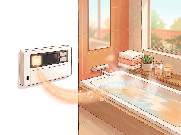 【オートバス】スイッチひとつで設定した温度・水量のお湯張りを自動で行う機能です。保温や追い焚きもでき、いつでも温かいお風呂を楽しめます。