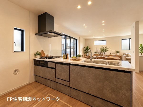 本画像はAIがCGでカップボード、家電、小物などを生成しているので実際の現地には設置されておりません。