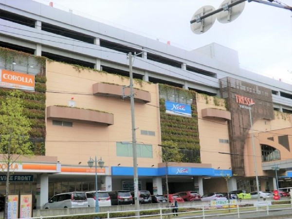 周辺環境:トレッサ横浜(フランス・リヨン市の市街地をイメージして作られたお洒落な大型ショッピングモール。駐車場は全日無料。)