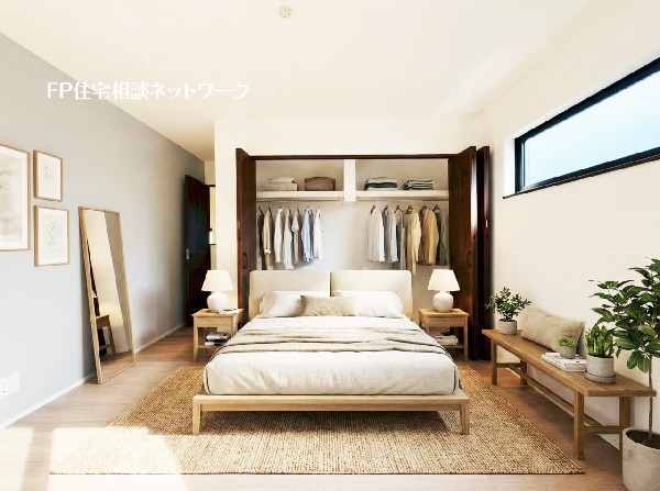 主寝室は広々6.8帖。2面採光でお部屋の隅々まで明るい印象の居室。爽やかな風をたっぷりと取り込めます。