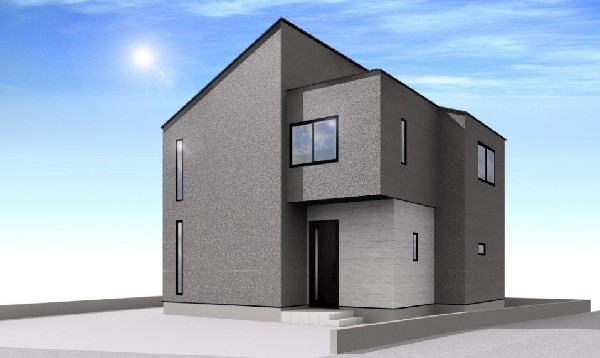 外観:片流れ屋根がモダンな外観。グレーの外壁はクールで落ち着いた印象。汚れが目立ちにくいのも魅力です。