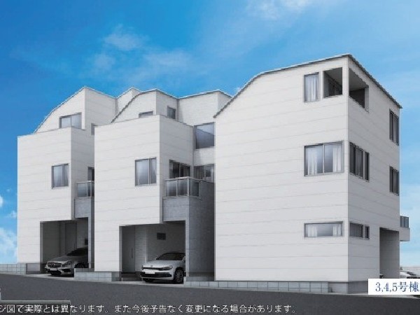 外観:白を基調にしたモダンな外観で、長く愛着を持って住むからこそシンプルなデザインに仕上げました。