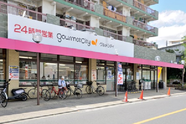 周辺環境:グルメシティ武蔵境店(コンビニ並みの利便性と豊富な品揃えで定評があります。住宅街の中にあって24時間営業しているスーパーです。)